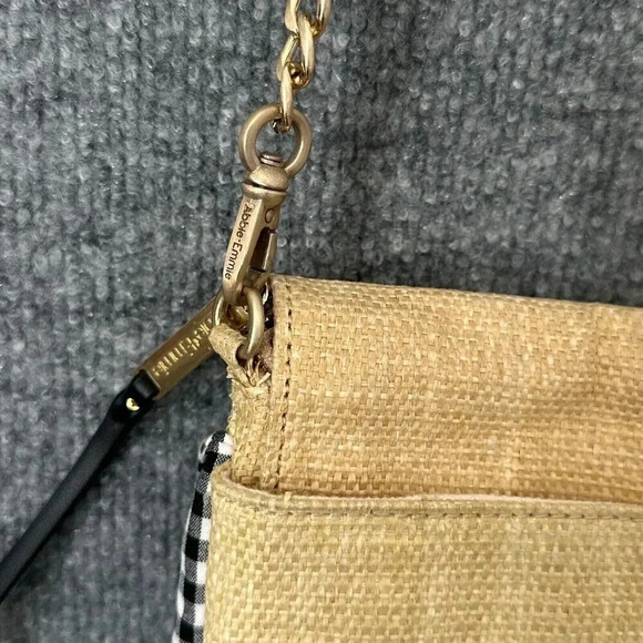 Abbie & Emmie Straw Crossbody Womens Small Gingham Gold Chain Summer Purse - Picture 4 of 12